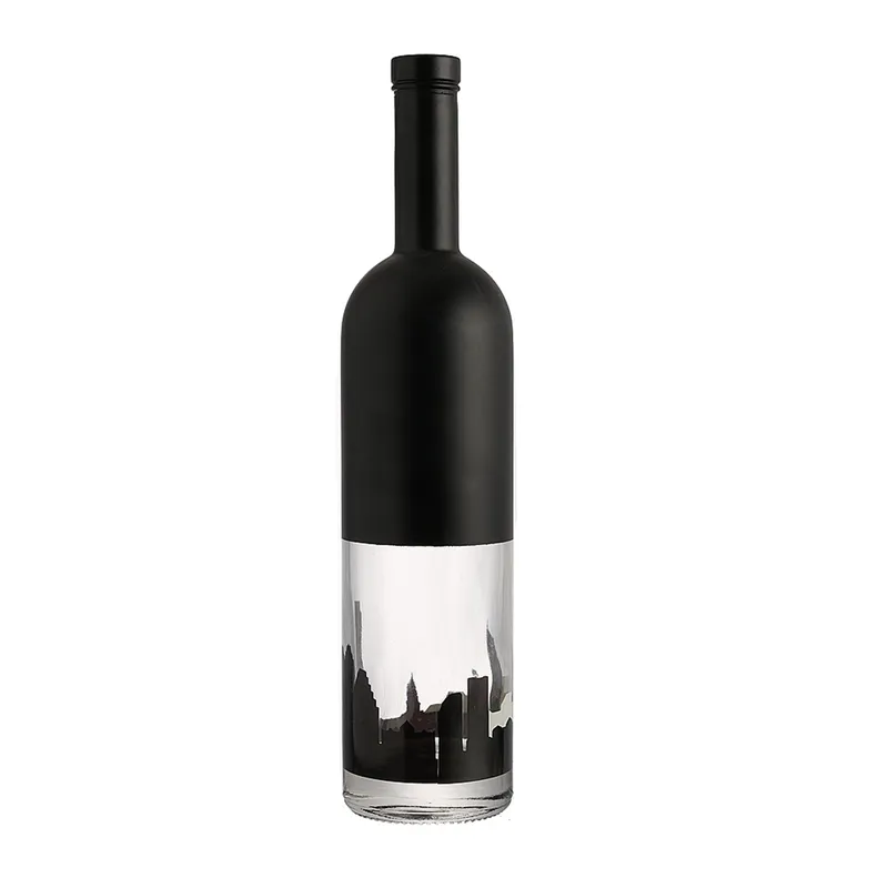 750ml High End Customised Black Glass Wine Bottle