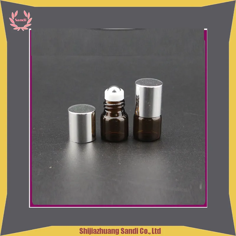 Amber Essential Oil Bottles Stainless Steel Roller Ball Inserts