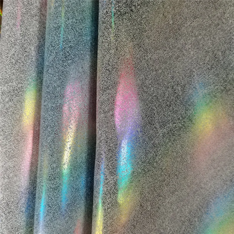 Cross Grain Embossed Rainbow Color PVC Microfiber Faux Leather