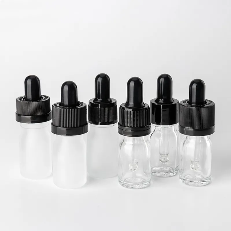 5ml Transparent or Frosted Lass Dropper Bottle for Essential Oil Use