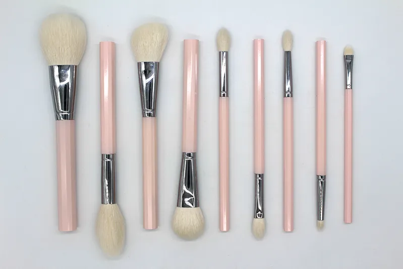 Highwoo 9PCS Cosmetic Makeup Brushes Set Pink Make up Brushes Custom Logo