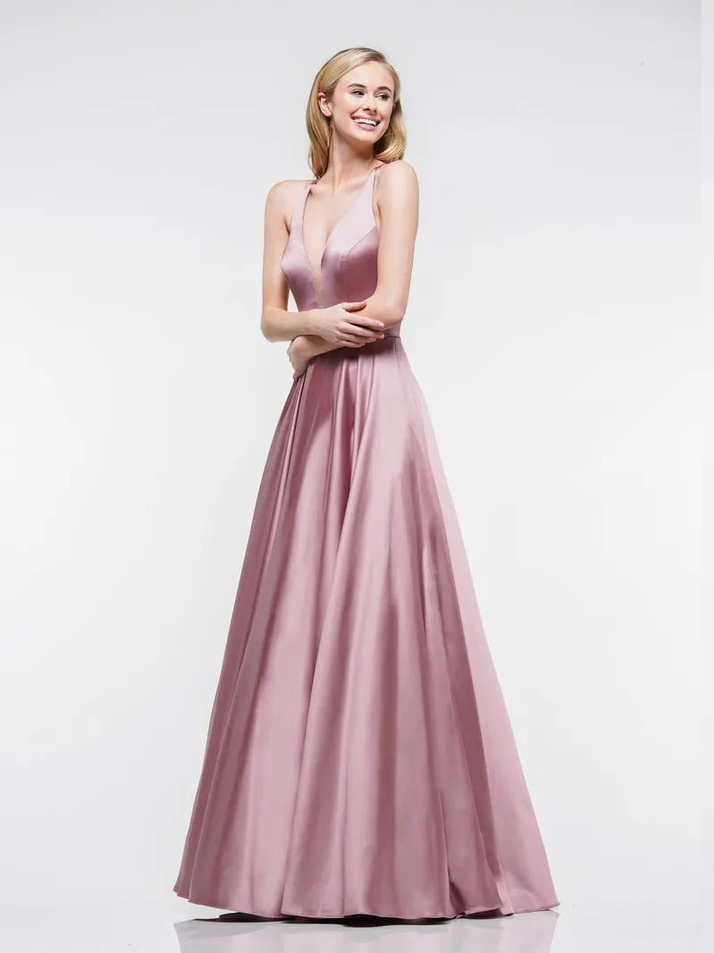 Sexy Cross Back Prom Gowns Spaghetti Straps Lilac Satin Evening Dress