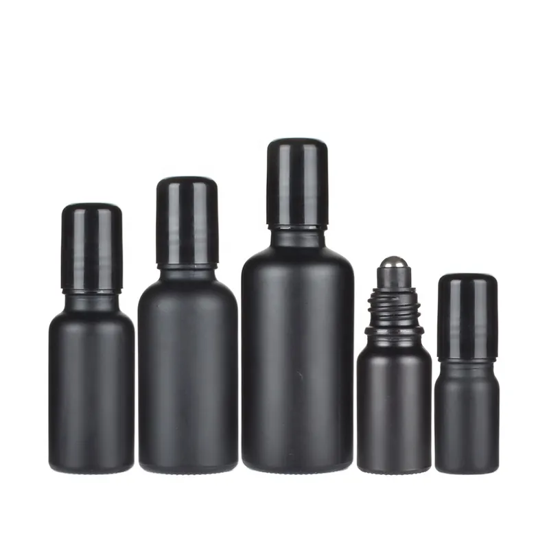 10ml Matte Black Glass Roller Bottles