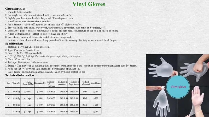 Disposable Powder Free Vinyl Gloves/Medical Disposable/Non Latex Vinyl Working PVC Gloves