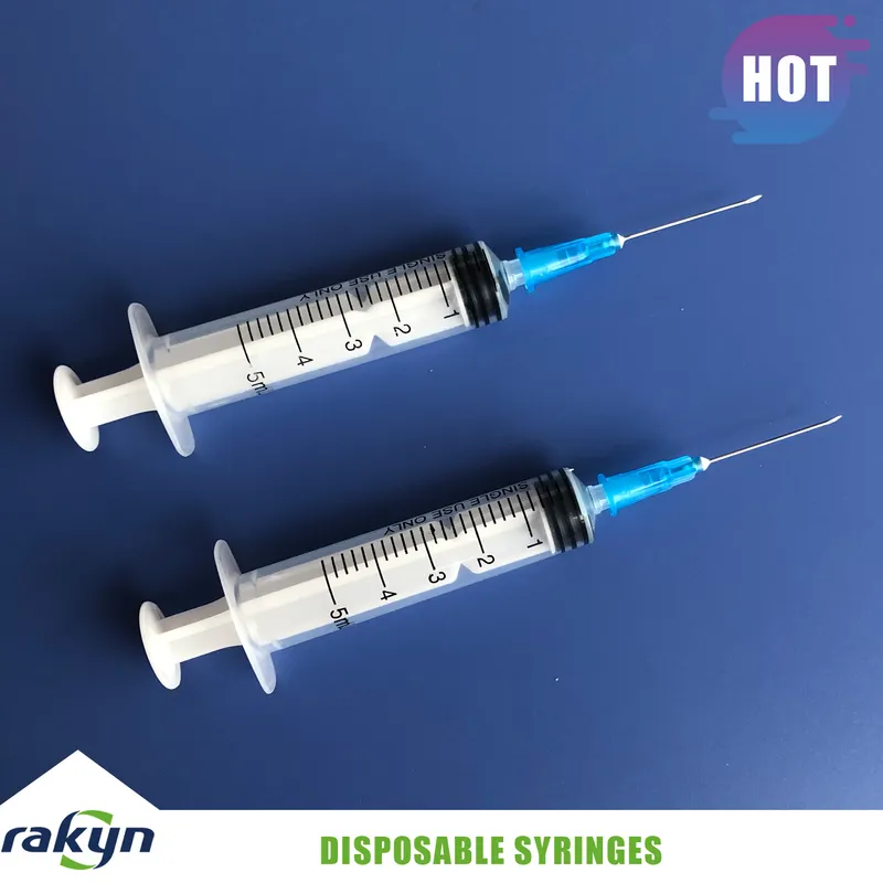 Medical Plastic Vaccine Syringes with Needles for Single Use Luer Slip 5cc 5ml