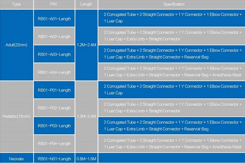 Disposable Pediatric Anesthesia Corrugated Circut