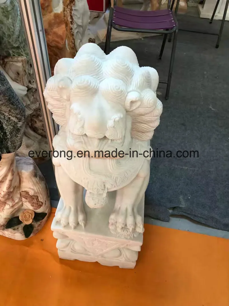 Garden Decorative Marble Lion Stone Foo Dog Statues for Sale