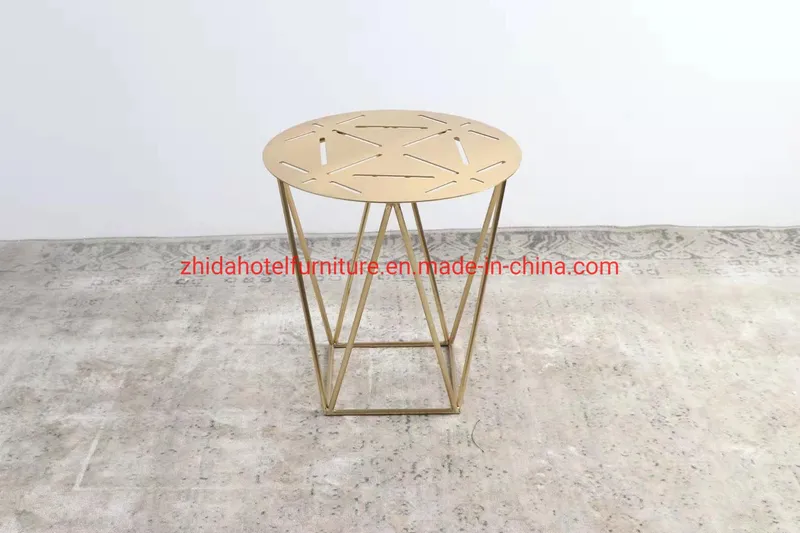 Round Stainless Steel Black Metal Marble Coffee Tables for Home Hotel