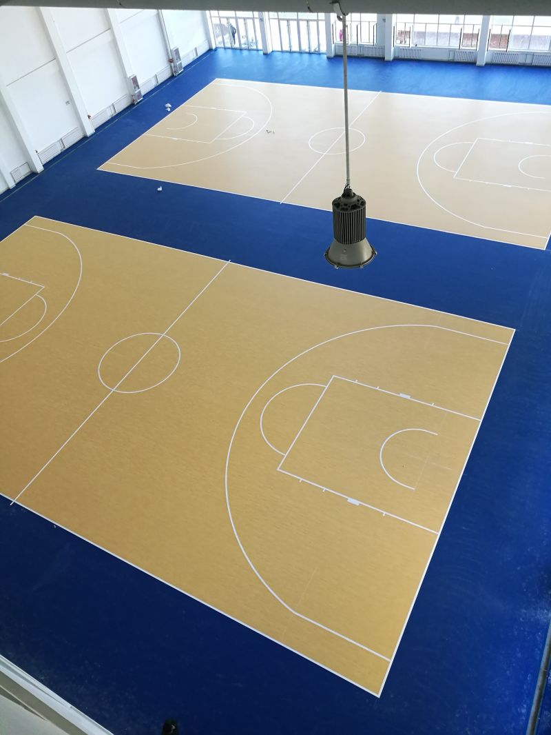 Wooden Texture Wood Grain PU Coating Highe Performance Basketball Court Flooring