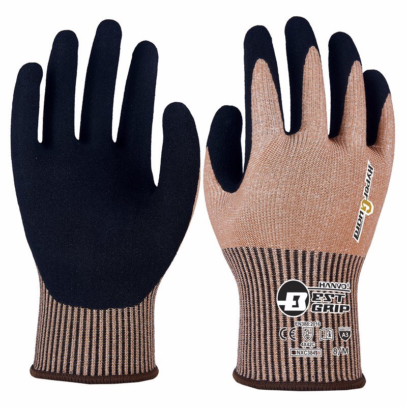 Cut A4 13G Cut-Resistant Nitrile Foam Sandy Coating Work Glove