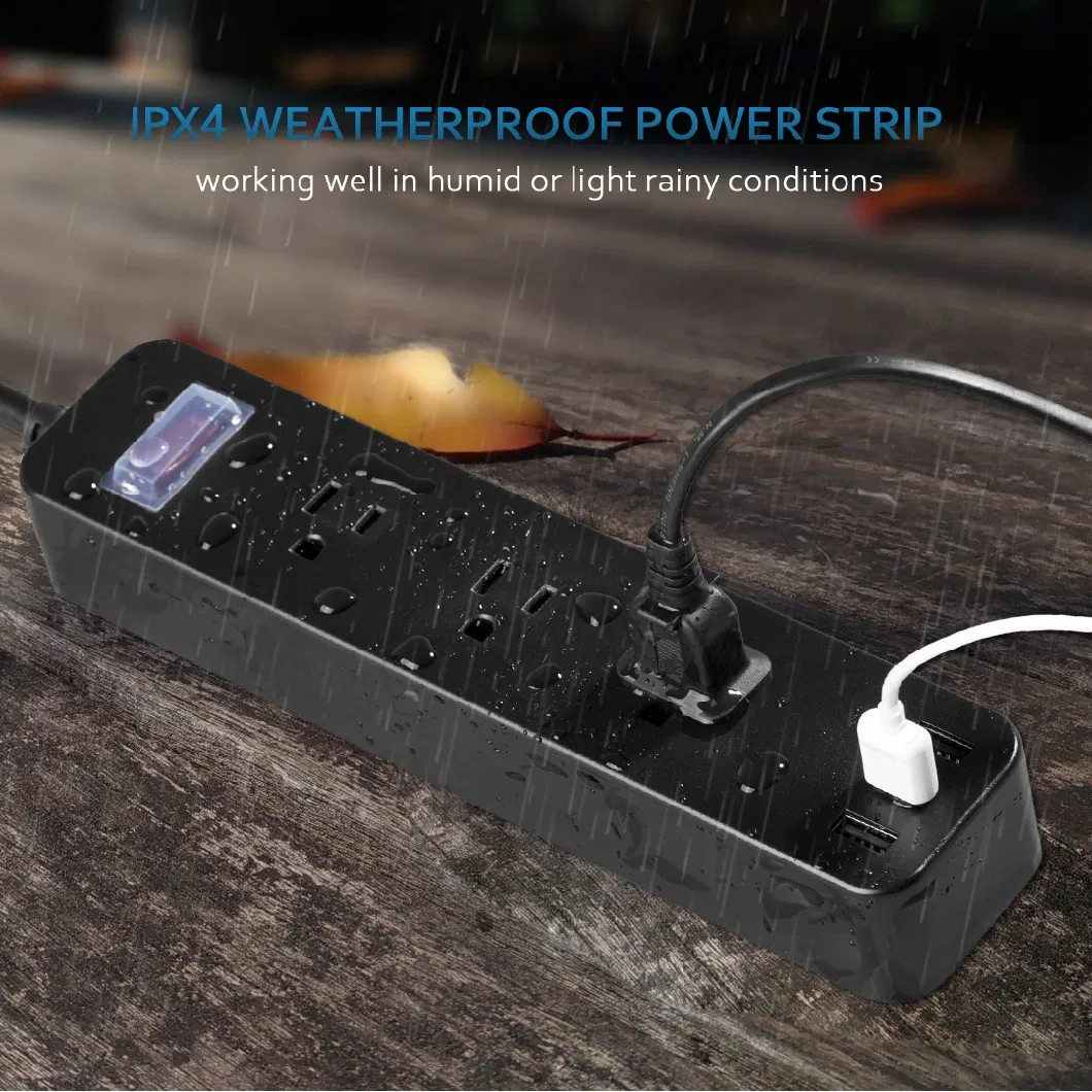 PC Material Flame Retardant Waterproof Power Socket with USB