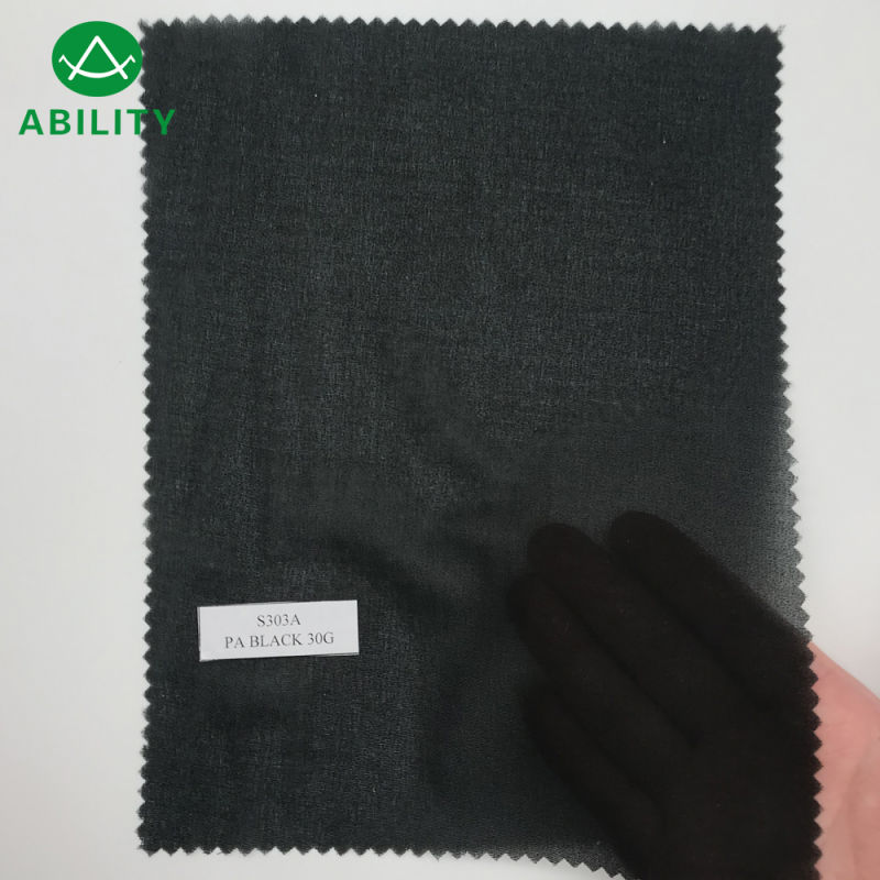 S303A Black Light Weft Insert Warp Knitting Adhesive Polyester Woven Interlining