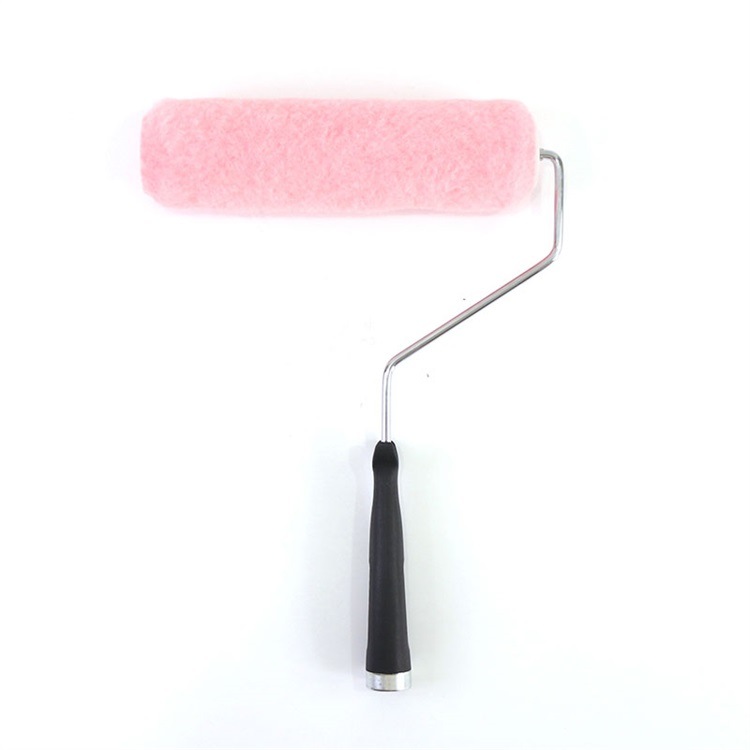 Pink Polyester Roller Black Plastic Handle Paint Roller Brush