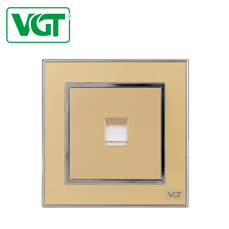 Acrylic Gold PC Panel Electrical Wall Socket for Tel