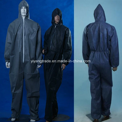 Waterproof Micro Porous PE Film Coating Polypropylene Disposable Coverall