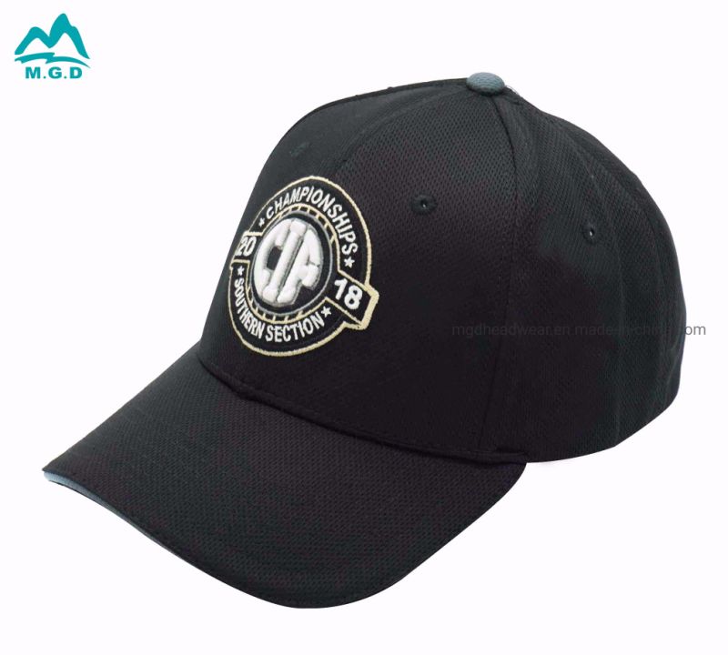 Wholesale Custom Embroidery Logo Unisex Polyester Black Baseball Cap