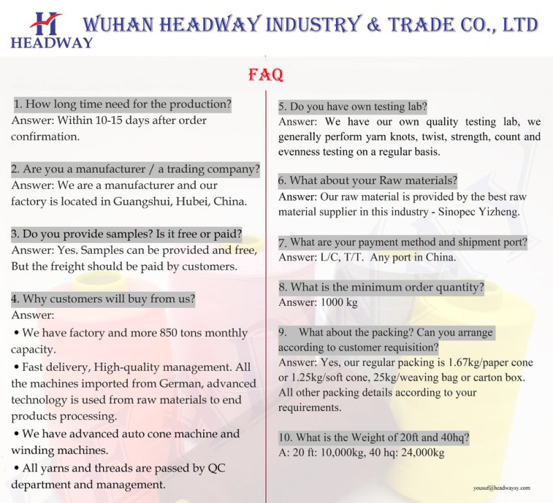 100% Spun High Tenacity Polyester Yarn Polyester Sewing Thread