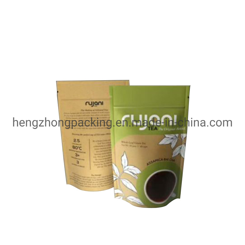 100% Compostable Kraft Paper Packaging Zipper Bag for Pet Food