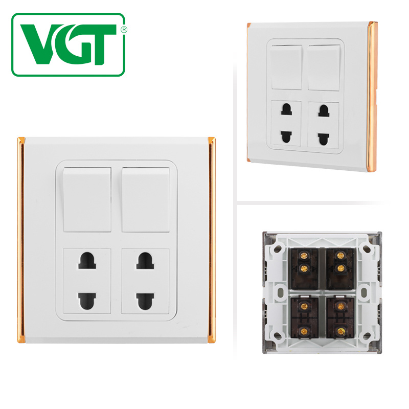 2 Gang 4 Pin Socket for Home Electrical PC Plate