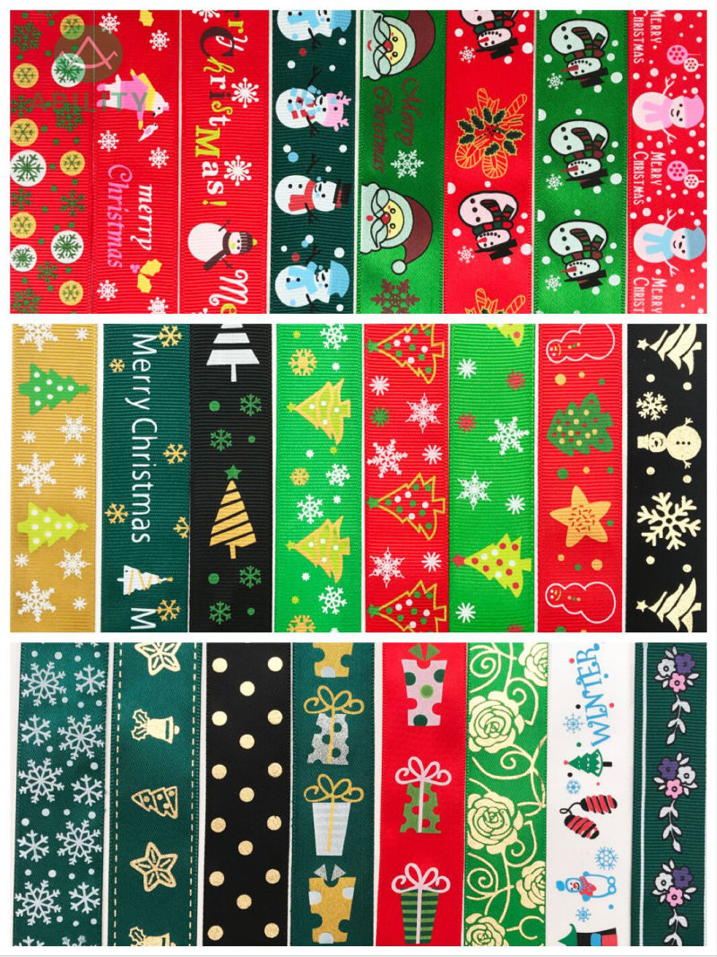 Hot Selling Popular Printed Polyester Christmas Various Festival Satin Ribbon