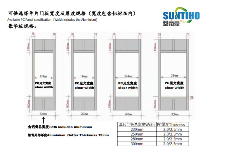 China Special Design Folding Aluminum Polycarbonate Transparent Commercial Folding Door