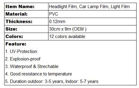 0.3*10m Protective Headlight Film Car Light Sticker