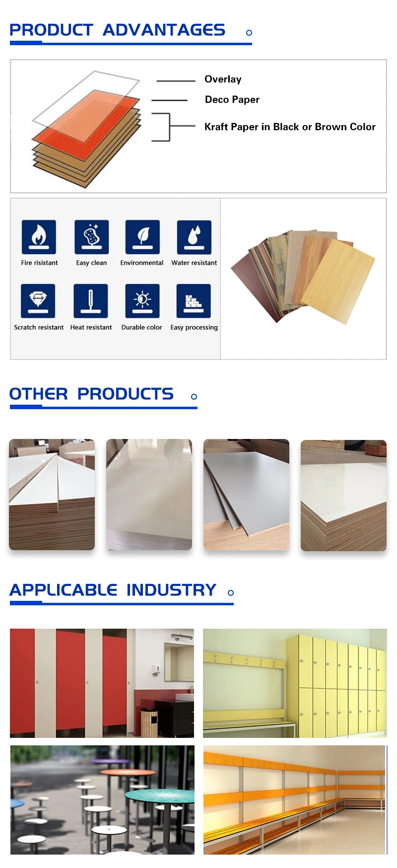 Matte Surface Finishing HPL Sheet Laminating Phenolic Board