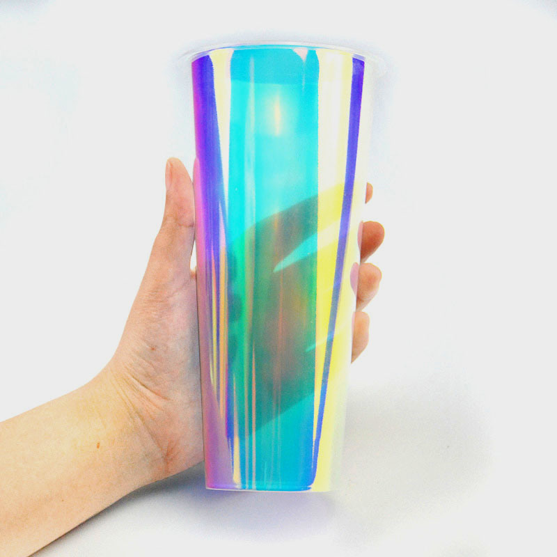 Plastic Rainbow Film PP Cup Inductive Rainbow PP Drink Cup