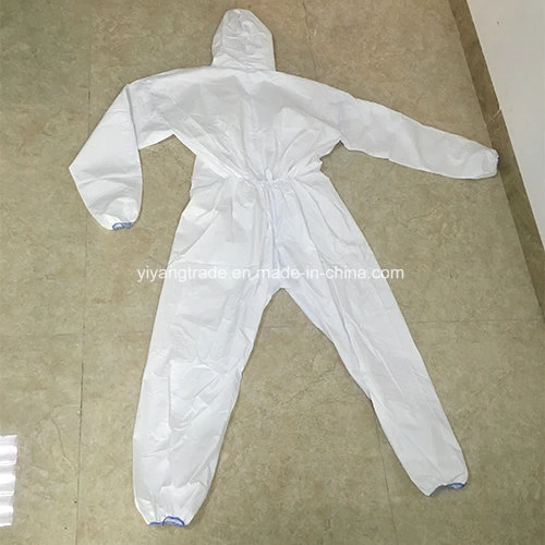 Waterproof Micro Porous PE Film Coating Polypropylene Disposable Coverall