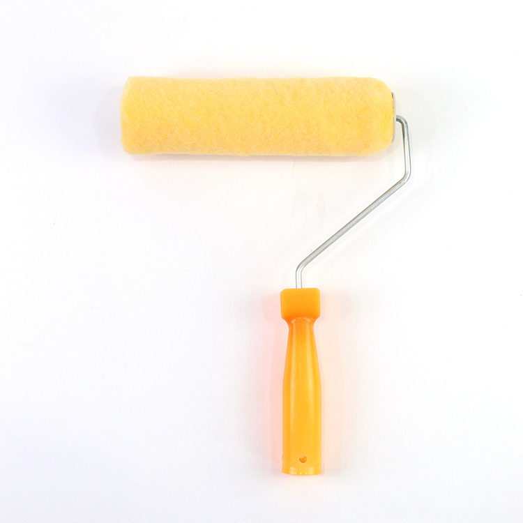 White Polyester Fiber Roller Orange Plastic Handle Paint Roller Brush