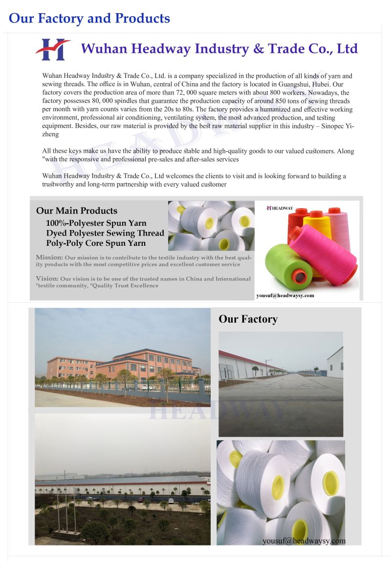 100% Spun High Tenacity Polyester Yarn Polyester Sewing Thread