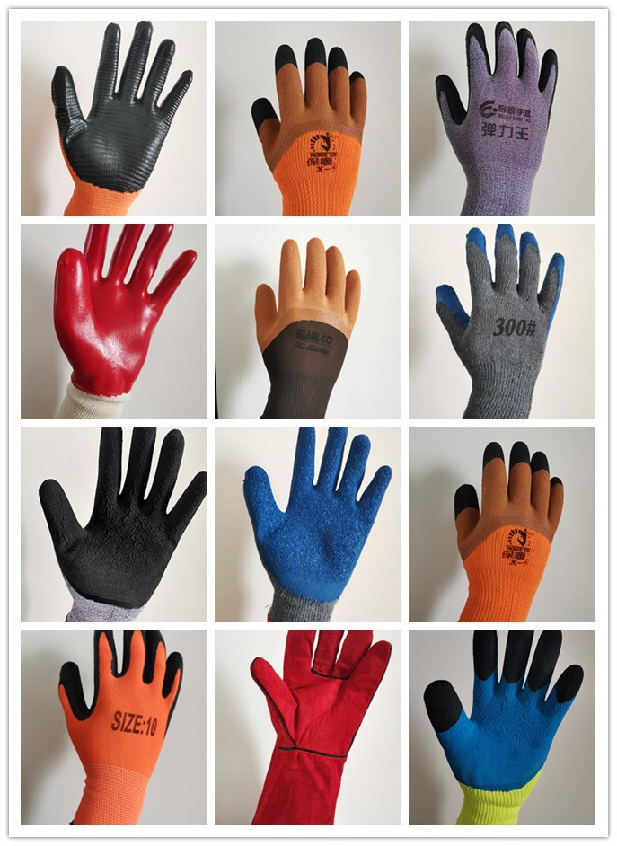 Multicolor PU Gloves with 13 Gague Polyester/Nylon PU Palm Coating