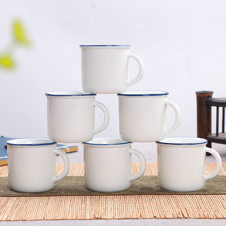 White Color Retro Thickened Enamel Coffee Milk Tea Cups