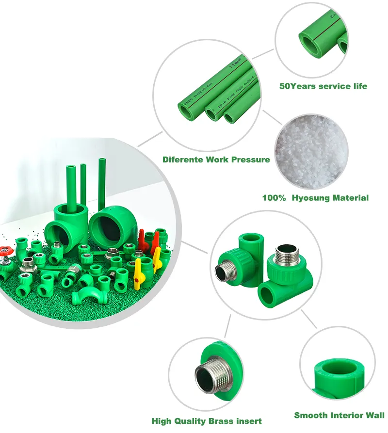 Wholesale Polyethylene Pipe Fittings PPR Brass Fitting Coupling Union Valve Pn25 PPR Pipe Fitting for Plumbing