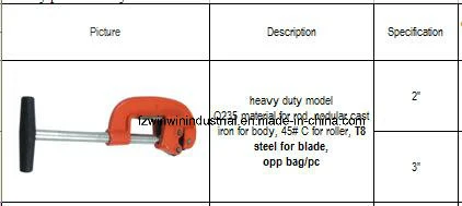 Heavy Duty Steel Pipe Cutter Metal Pipe Cutter with T8 Blade (WW-JX01)