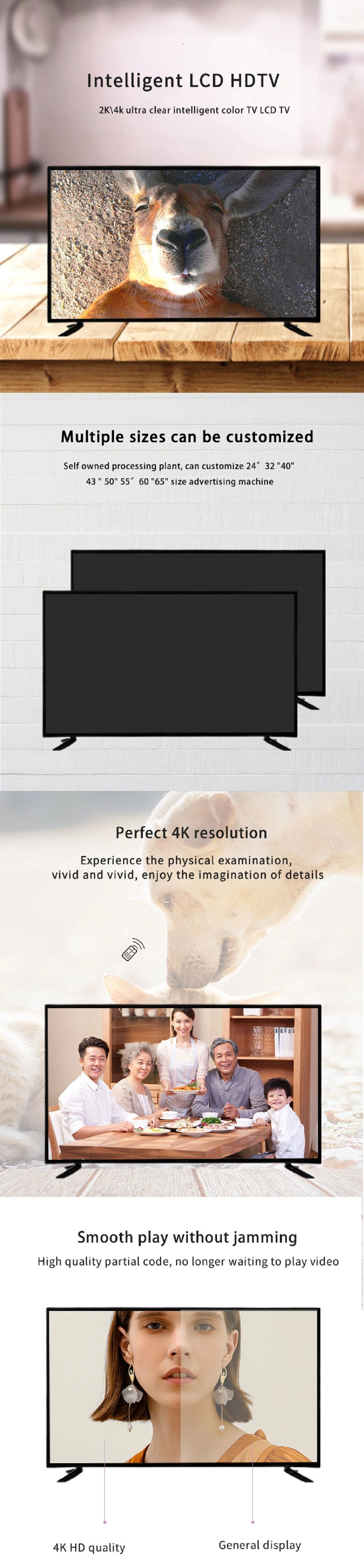 Customized 50 Inches 4K Android Smart LED LCD TV with The System Can Install