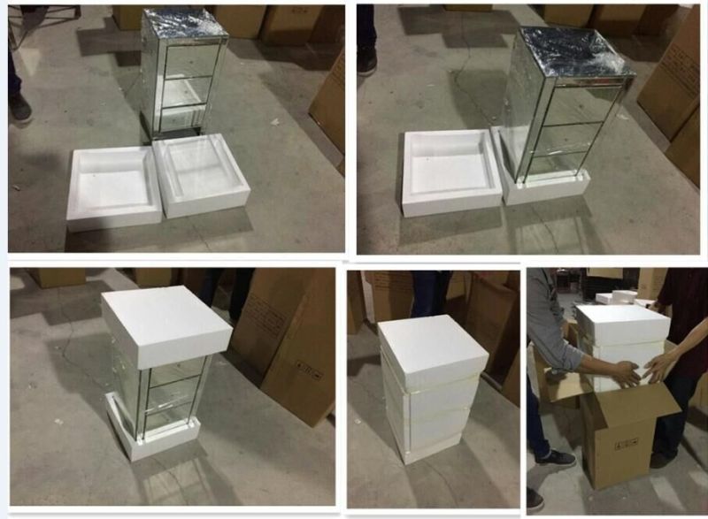 Modern Silver Mirrored Furniture Living Room TV Stands Crushed Diamond Crystal Mirrored TV Cabinet