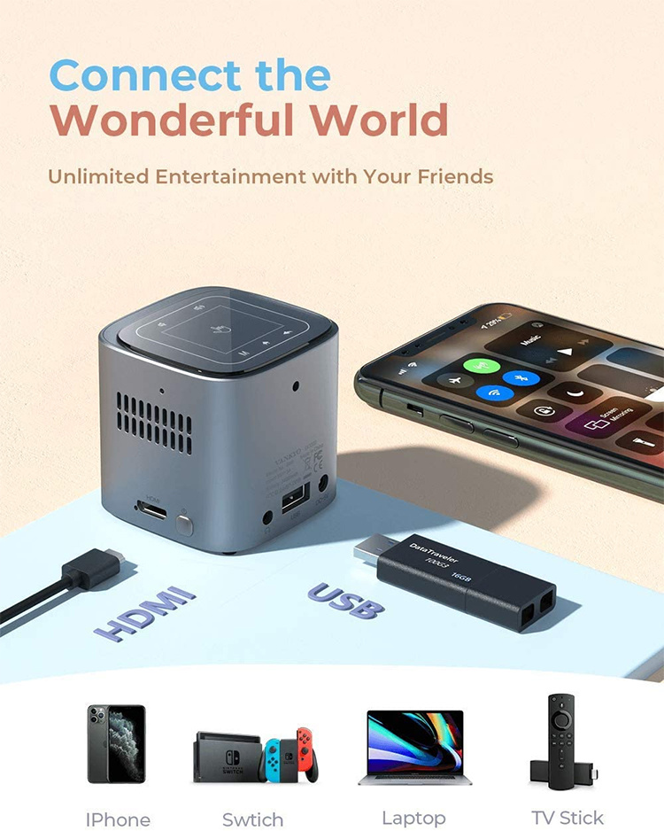 4K HD Optoma LED Android Home Theater DLP Mini Projector for Phone