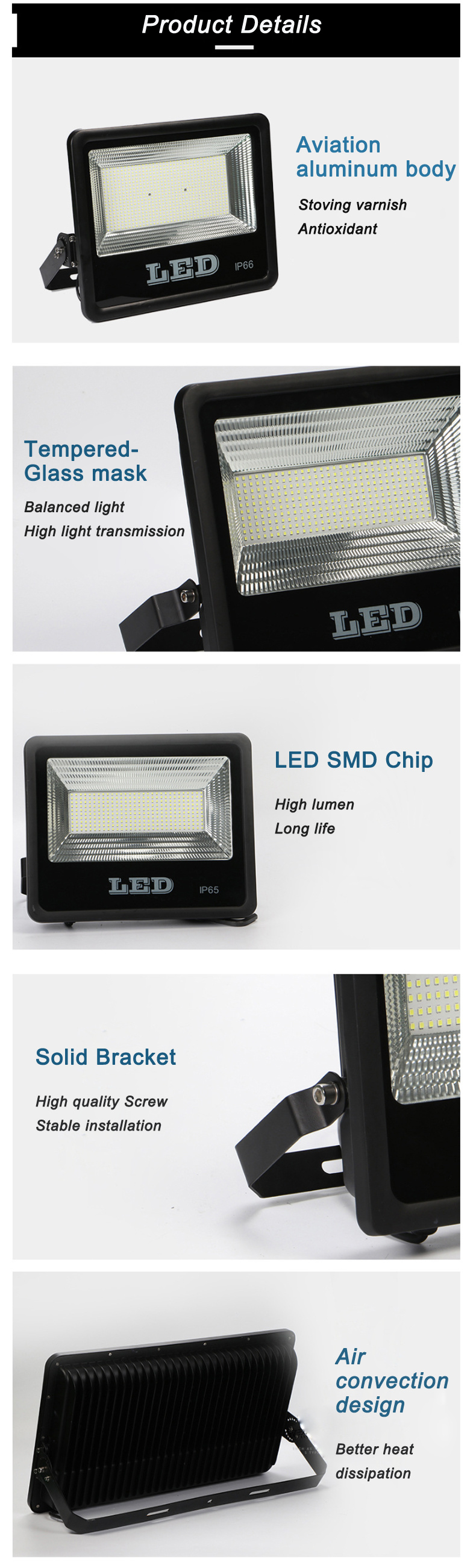 100W SMD LED Floodlight IP66 for Square