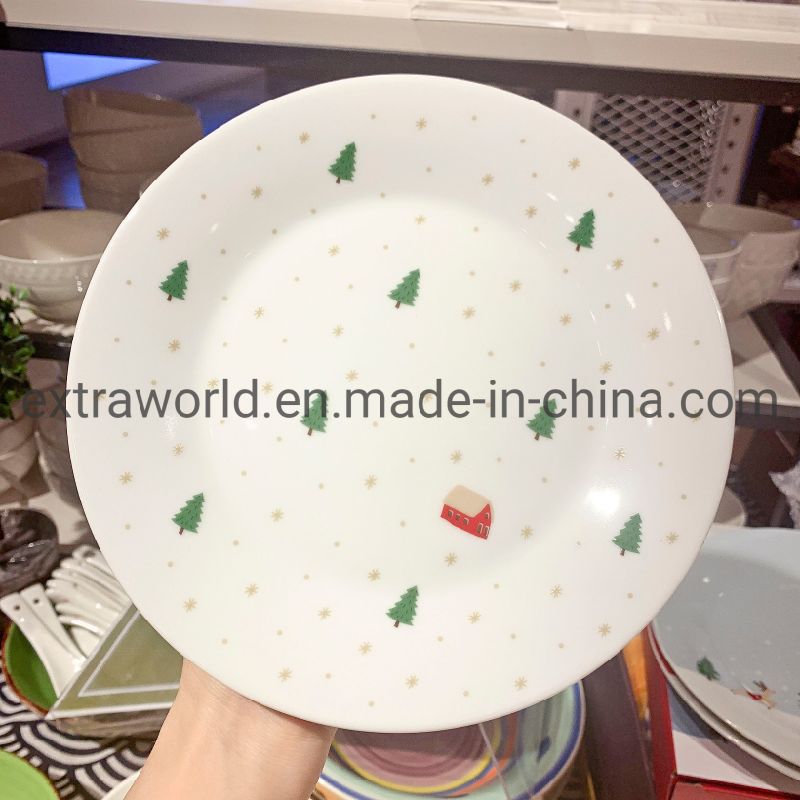 Porcelain Fashion Design Decal Plate Dinnerware for Christmas Holiday Party