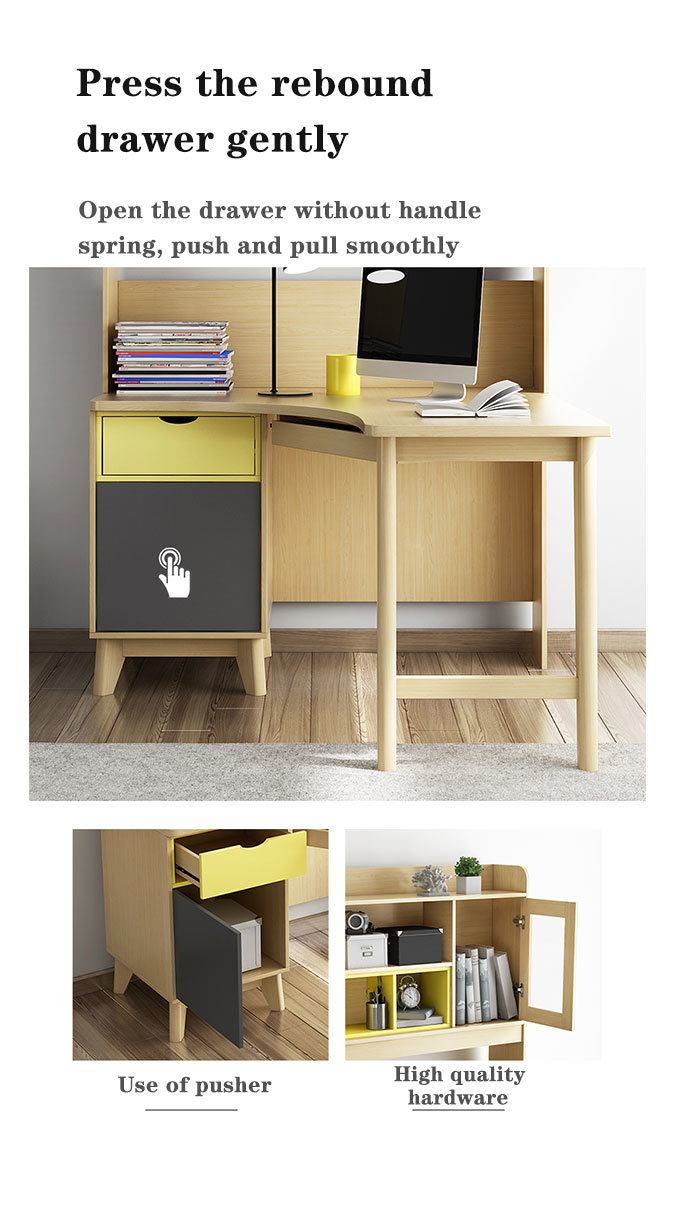 Home Office Study Dorm Wooden Computer Office Desk with Bookshelf
