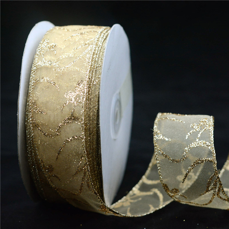 Wired Organza Christmas Ribbon Roll for Holiday Decorations