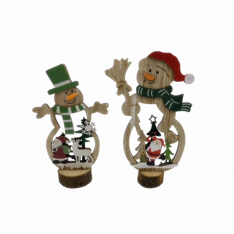 Wooden Christmas Snowman Ornaments for Holiday Decorations