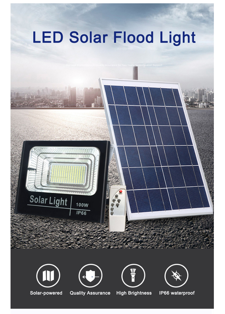 25W Solar LED Floodlight with Solar Panel Remote Control