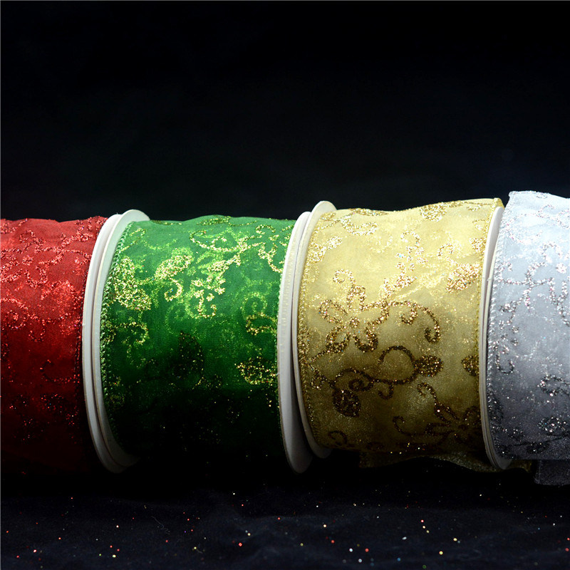 Wired Organza Christmas Ribbon Roll for Holiday Decorations