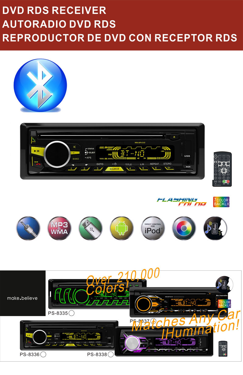 Car DVD Player with USB SD FM Bluetooth MP3 Player