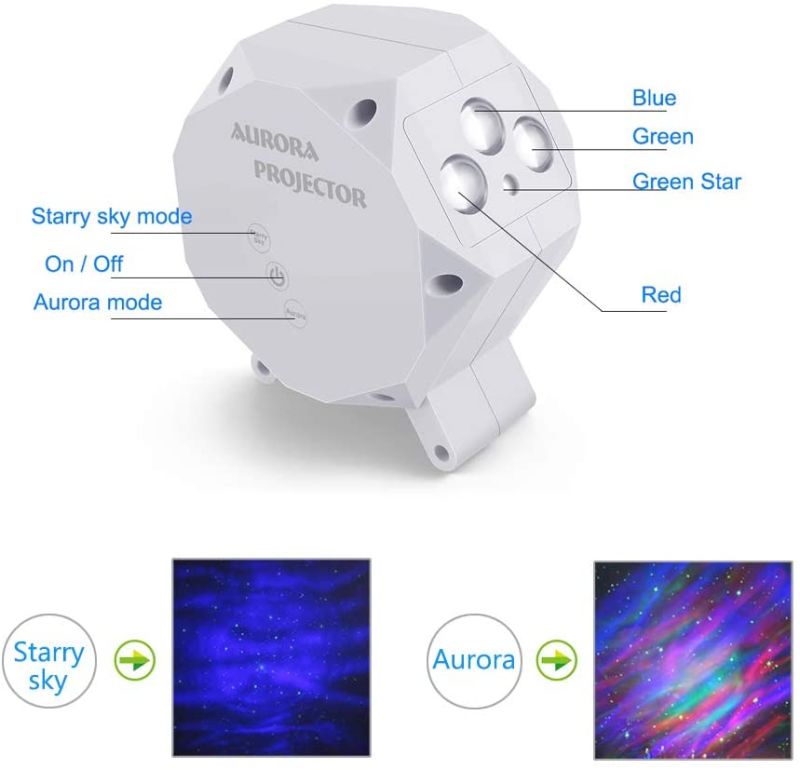 Laser Star Projector Nebula Projector Night Light with Aurora Effects