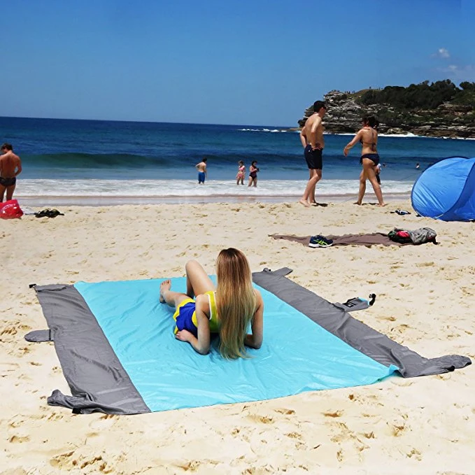 Custom Logo Portable Waterproof Beach Mat for Camping with Pocket