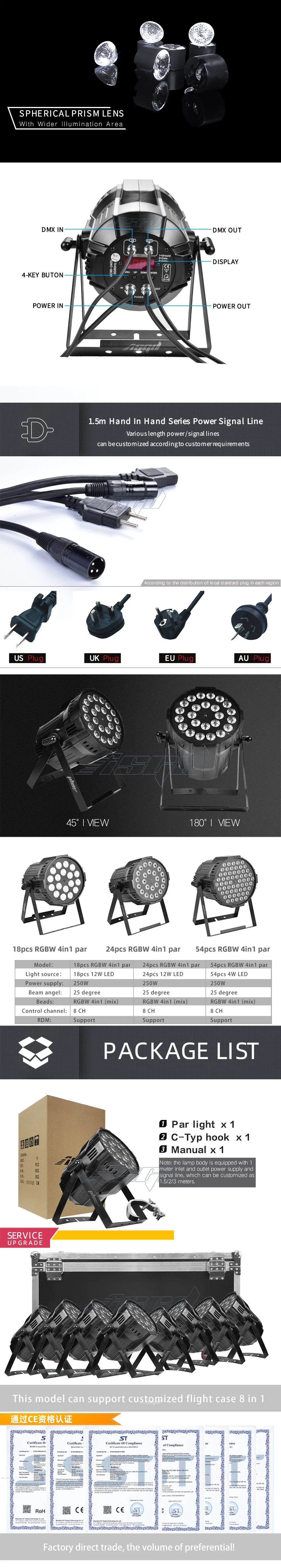 24X12W RGBW 4in1 LED PAR Stage Light Projector Lamp for DJ Disco Party Wedding Events Asgd