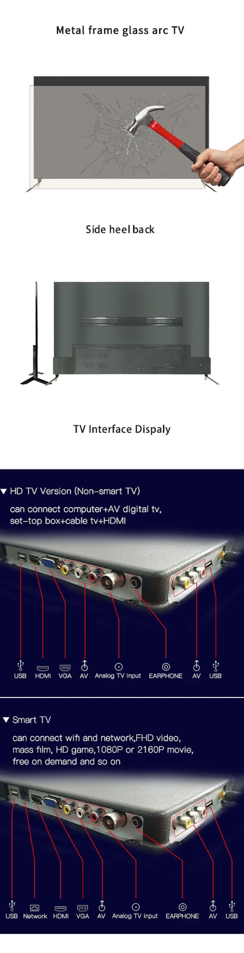 25 Inch Smart LED TV LCD Tvs Television with Digital System